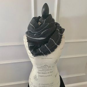 Dark grey gray charcoal with stripes scarf